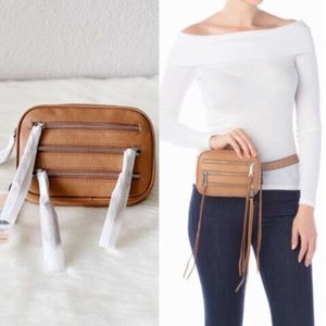 NEW Rebecca minkoff 3 zip belt bag in desert sand